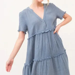 And The Why Washed‎ Frayed Detail Tiered Dress thumbnail 2