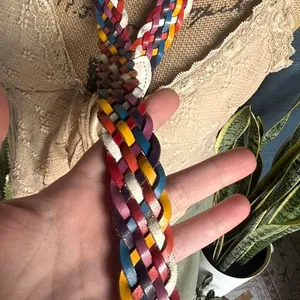 American Vintage Vintage Colourful‎ boho indie braided leather belt thumbnail 4