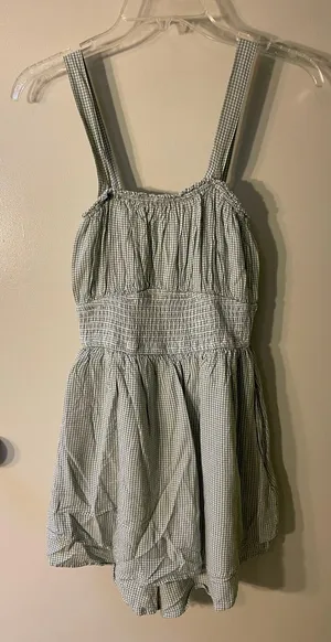 Hollister Green Gingham Sleeveless Romper thumbnail 1