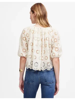 NWT Madewell Embroidered Shirred Puff-Sleeve Top - Size: Small thumbnail 11
