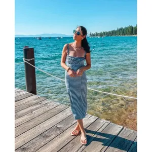 FREE PEOPLE Lucinda Plaid Midi Dress in Blue Combo Size X-Small thumbnail 12