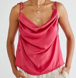 Free People Hattie Silky Tunic Hot Pink thumbnail 1