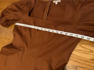 Flying Tomato Brown Square-Neck Midi Dress with Puff Sleeves size M thumbnail 13