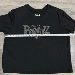 Bratz Women Black Silver‎ Rhinestone Bling Spell Out Retro Y2K Style Top XL thumbnail 5