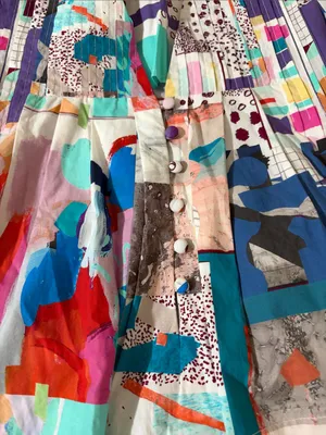 HUNTER BELL Tuckernuck Jenkins Mini Dress Patchwork Print Cotton Puff Sleeve thumbnail 7