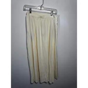 OGL Off White Pleated Midi Skirt Womens Size M Elastic Waist Flowy A Line thumbnail 3