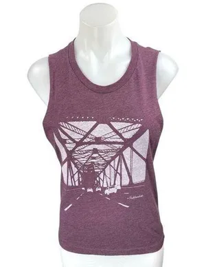 Oaklandish Women's Purple White Sleeveless Graphic Print Bridge Tank Top Size S thumbnail 1