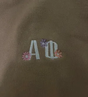 Alpha Phi Cropped Embroidered hoodie Tan Size L thumbnail 4