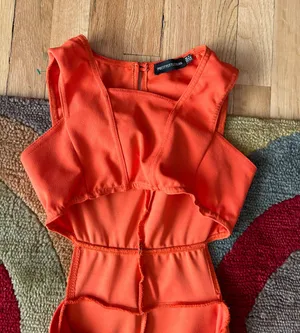 PrettyLittleThing Orange Cutout Sleeveless Pants Jumpsuit One Piece Size 0 thumbnail 3