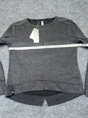 adidas Women’s Gray Heather Crewneck Fleece Pullover Sweatshirt thumbnail 3