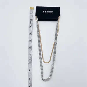 NEW Torrid Snake Chain with Baguette Layer Necklace Set Gold Tone Rhinestone thumbnail 6