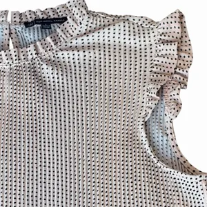 Adrianna Papell Women's Pink Polka Dot Blouse, Flutter Sleeve, Size Large thumbnail 2