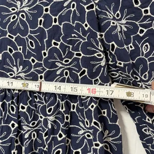 Sézane Aura babydoll eyelet floral 3/4 sleeve Dress in navy blue size 2 thumbnail 7