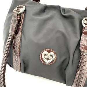 Brighton Black & Brown Leather Rhianna Nylon Shoulder Bag Handbag thumbnail 2