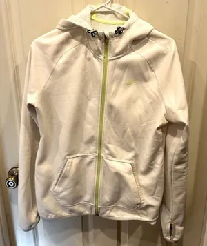 Nike‎ Therma-FIT Hoodie Women's Large White Full Zip Athletic Sweatshirt thumbnail 1