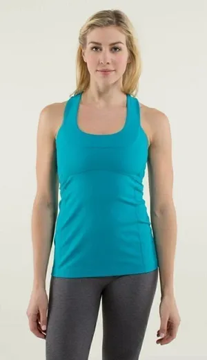 Lululemon Scoop Neck Luon Athletic Tank Top Surge Teal Blue‎ 8 thumbnail 1