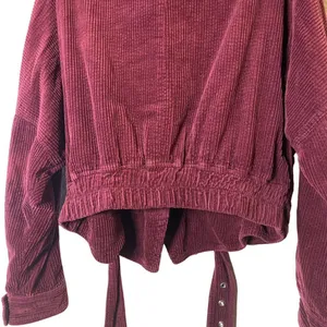 Free People Women's‎ Red Slouchy Dolman Corduroy Moto Jacket Size M thumbnail 2