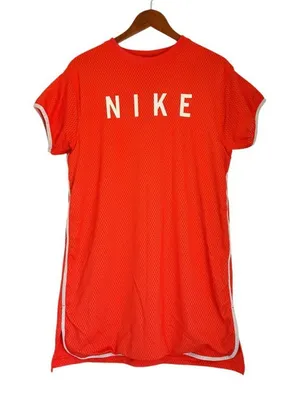 Nike Sportswear Mesh Orange Rush Coral Dress Size S thumbnail 1