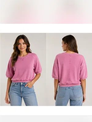 Pilcro short sleeve crew neck sweatshirt top thumbnail 2