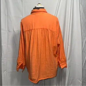 HERSY orange linen blend oversized button down shirt size women’s large thumbnail 4