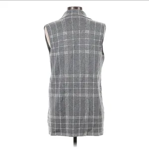 NEW Marled Gray Plaid Blazer Vest Size Medium thumbnail 2