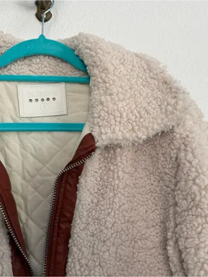 Blank NYC Faux Shearling Crop Jacket Small Marshmellow Brown thumbnail 4
