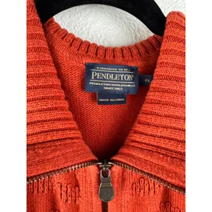 VTG Pendleton Womens Orange Knit Zip Vest Cardigan Sweater XL Cotton Rust Preppy thumbnail 2