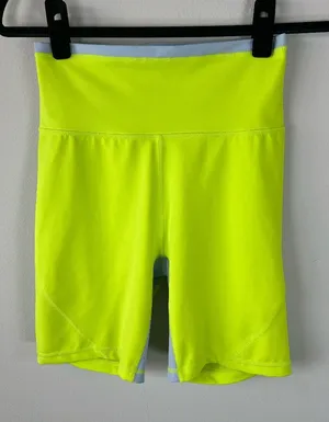 Wilo the Label Colorblock Biker Shorts Neon Lime & Gray Athletic Gym Yoga Medium thumbnail 1