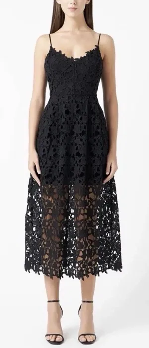 ASTR The Label Black Lace Midi Dress Spaghetti Strap Size M thumbnail 1