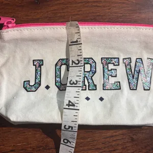 J Crew Travel Cosmetic Bag Womens Canvas Pouch with Pink Zipper NWOT thumbnail 8