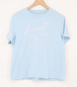 American Eagle T-Shirt Womens L Graphic Tee Blue Flamingo Tides Lounge Excellent thumbnail 1