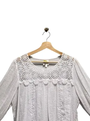 Anthropologie Fig And Flower Gauzy Top White Size XL Boho Cottagecore Coastal thumbnail 6
