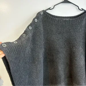 Barefoot Dreams CozyChic Coastline Grey Pullover Poncho One Size thumbnail 4