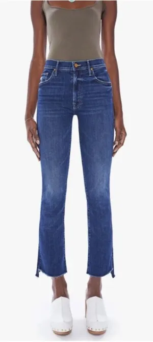 Mother the Insider Crop Step Fray Jeans Womens 25 Blue Teaming Up‎ Stretch Denim thumbnail 1