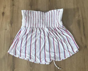 White Strapless top with red and blue stripes Size undefined thumbnail 2