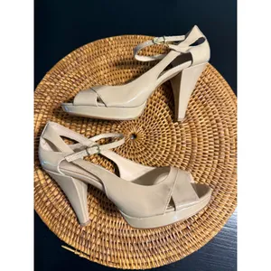 Franco Sarto Nude Patent Peep Toe Platform Heels Ankle Strap Pumps Size 8.5M‎ thumbnail 6
