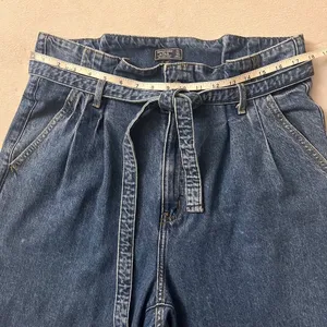 Abercrombie & Fitch Women's High Rise Mom Paperbag Waist Belted Jeans Blue Sz 32 thumbnail 14
