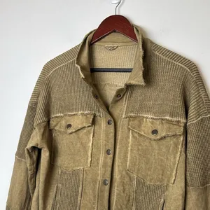 POL woman's I oversized Olive Green shirt Jacket sz S thumbnail 2