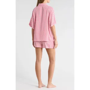 Betsey Johnson Heart Patch Cabana Button Up Shirt & Shorts Cover-up Set thumbnail 3