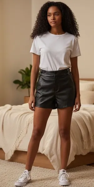 Missguided Black Faux-Crocodile Leather Shorts thumbnail 1