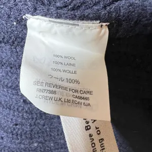 J.Crew Navy Blue‎ 100% Wool Sweater Bobble Diamond Cable Knit Crewneck Medium thumbnail 6