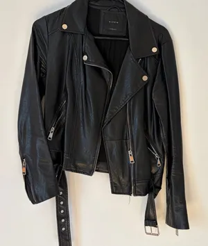Elodie Black Leather Biker Jacket thumbnail 1