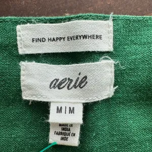Aerie Emerald Mini Dress Sz M Green Linen Flutter Mini Babydoll Cottagecore thumbnail 4