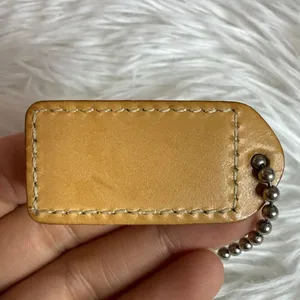 y2k 1.5" COACH Blue Tan Fob Bag Charm Hang tag Hangtag thumbnail 2