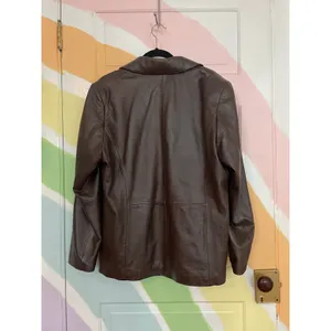 Wilsons Leather Brown Lambskin Zip Jacket Womens Large Y2K Minimalist Coat thumbnail 4