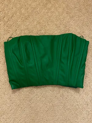ZARA NWOT green faux leather corset top thumbnail 2