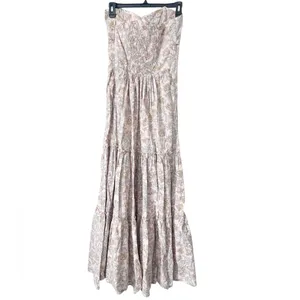 Happy X Nature Floral‎ Bohemian Cotton Strapless Tiered Maxi Dress Size XS thumbnail 2