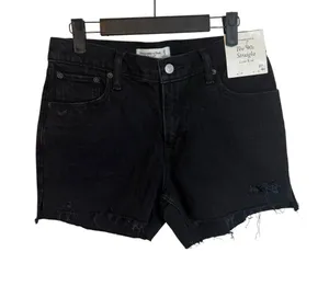 NWT Abercrombie & Fitch 90’s Straight Low Rise Black Denim Shorts thumbnail 1