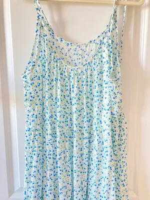 SheIn Floral Tiered Maxi Dress, Women, XL, Boho, Blue and White thumbnail 8