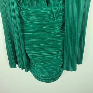 Hello Molly Hype Girl Plisse Long Sleeve Mini Dress Green US Size 8 thumbnail 12